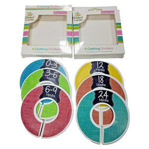 Set of 6 Baby Closet Size Dividers (0-24 Months) Fits 1 3/8 Inch Rod